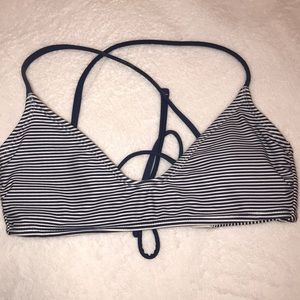 Blue and white striped bikini top